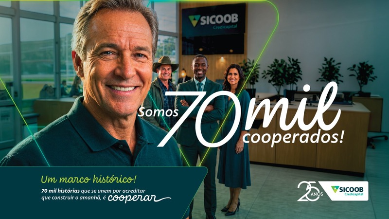 Sicoob Credicapital alcança marca histórica de 70 mil cooperados no ano em que celebra 25 anos